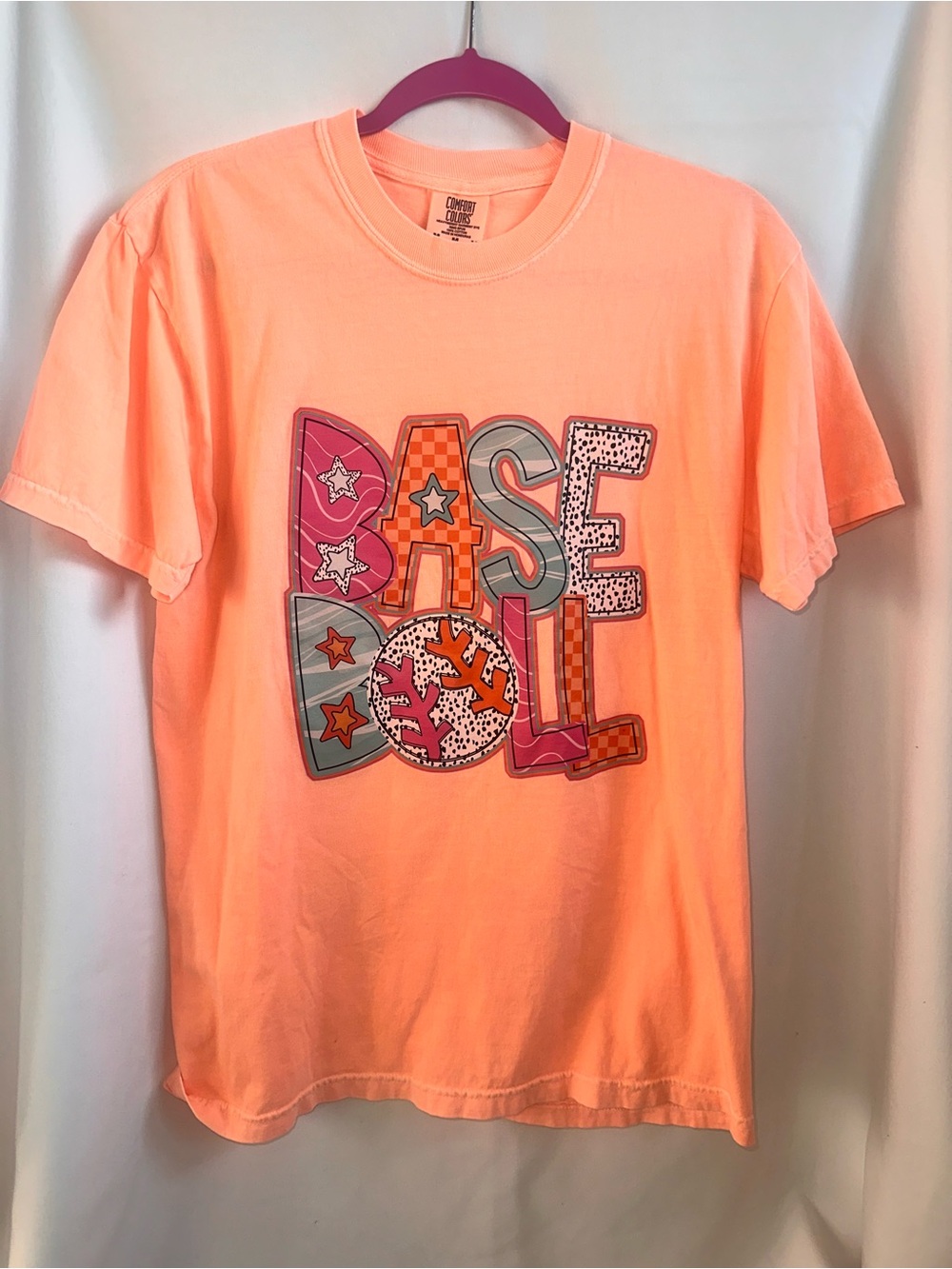 Comfort Colors Peach Coral 'Baseball' Graphic Short Sleeve Tee